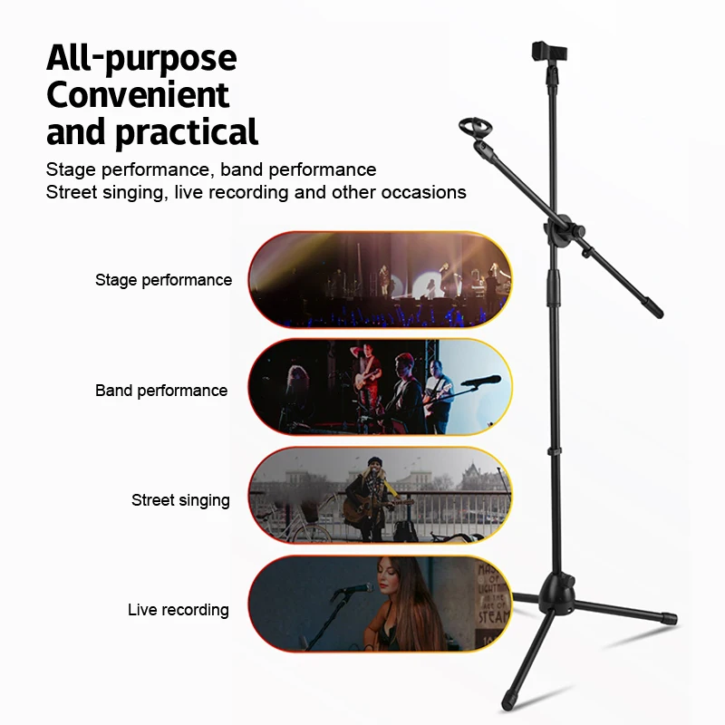 Tablet Phone Holder For Microphone Stand 65CM Crossbar Arms Mic Clip Extension Bracket Adjustable Tripod For Apple Ipad Iphone