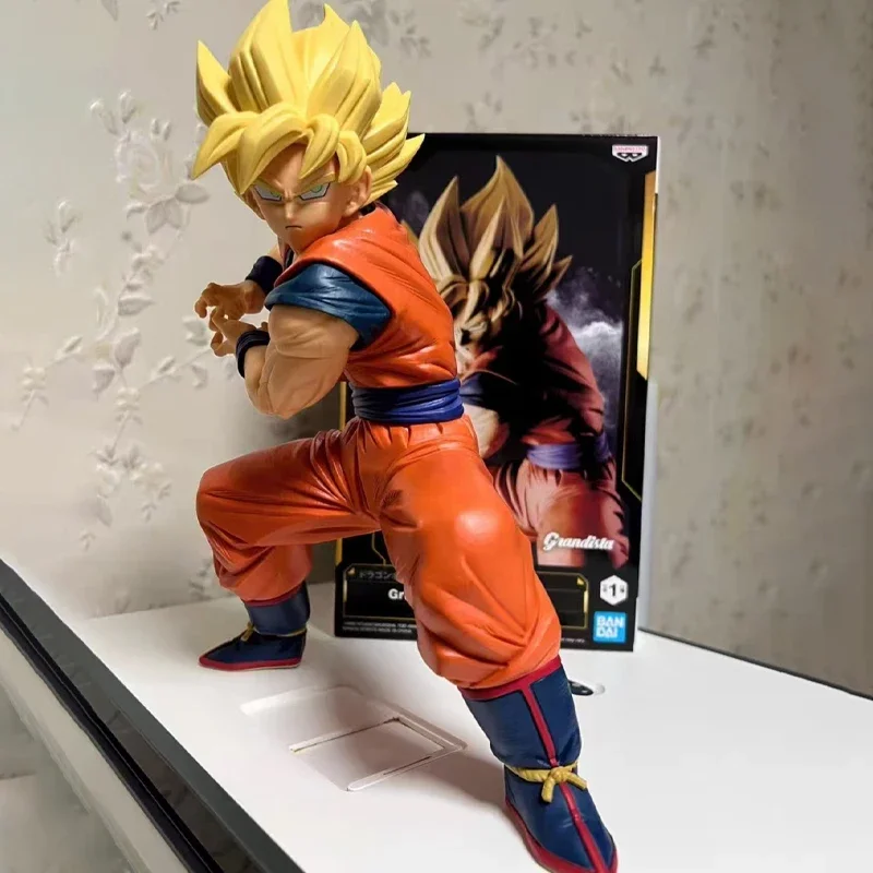 Original Bandai Banpresto Dragon Ball Action GROS Grandista Son Goku Super Saiya Kamehameha PVC อะนิเมะรุ่นของเล่น 22 ซม.