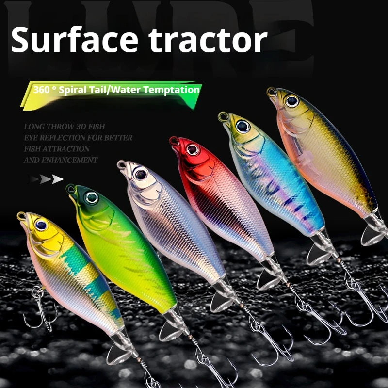 Hot-Selling Water Surface Long-Throw Floating Water Pencil Fake Bait Sea Fishing Wave Lying Towing Propeller Bait