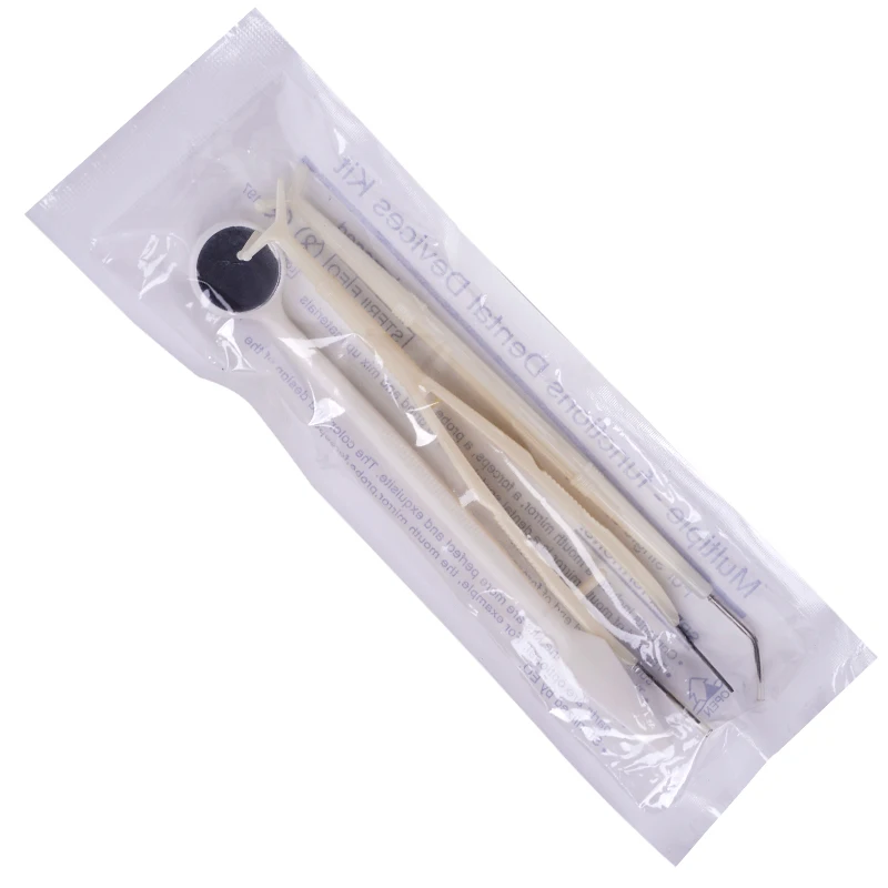 Kit de instrumentos básicos dentales desechables, alicates de sonda de explorador de espejo de doble cabeza, Kit de higiene de limpieza bucal, herramientas de dentista, 3 unids/lote por bolsa