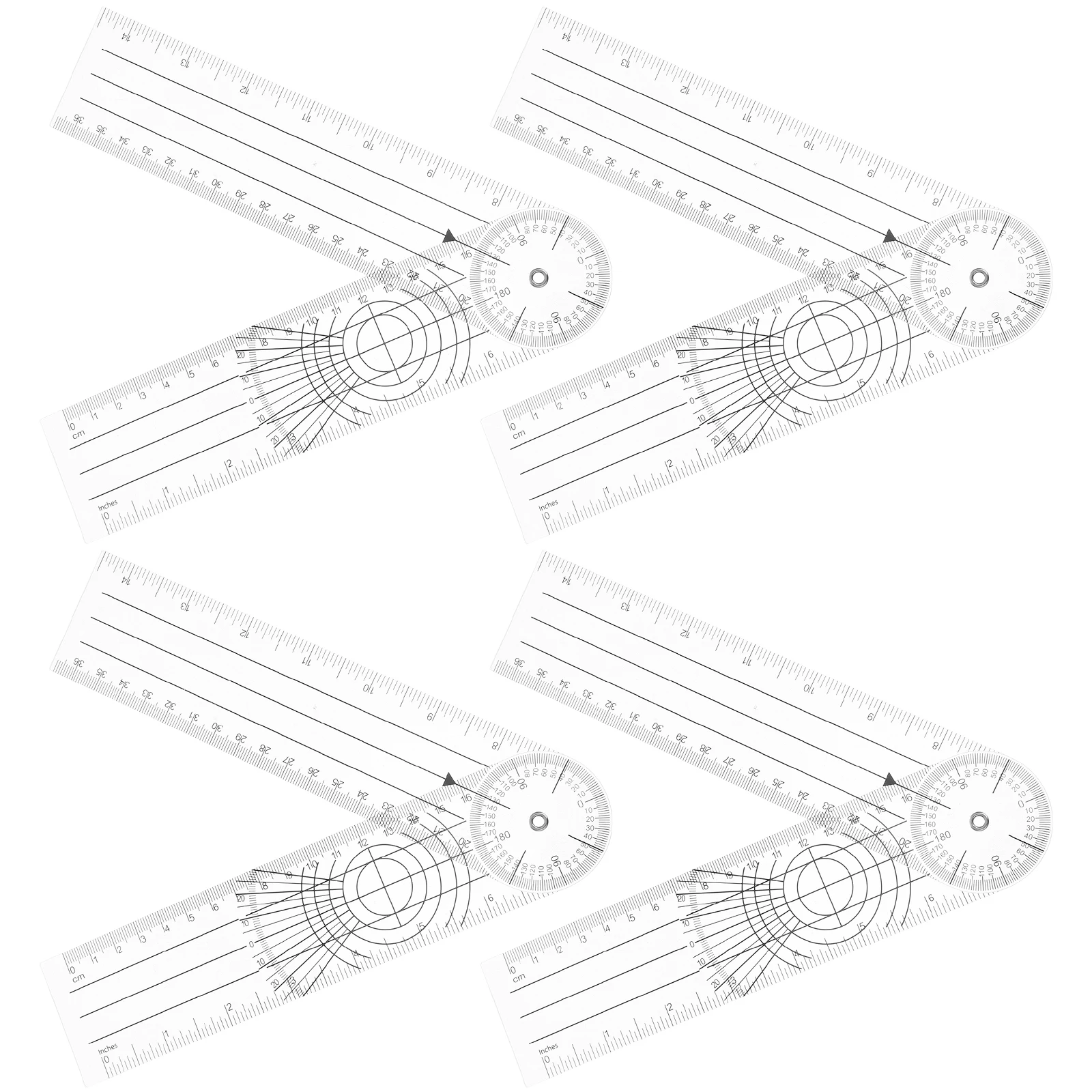 

4pcs Angle Ruler Protractor Clear Plastic Measuring Tool Goniometer Locator 360 Degree Folding Rulers Angle Precision