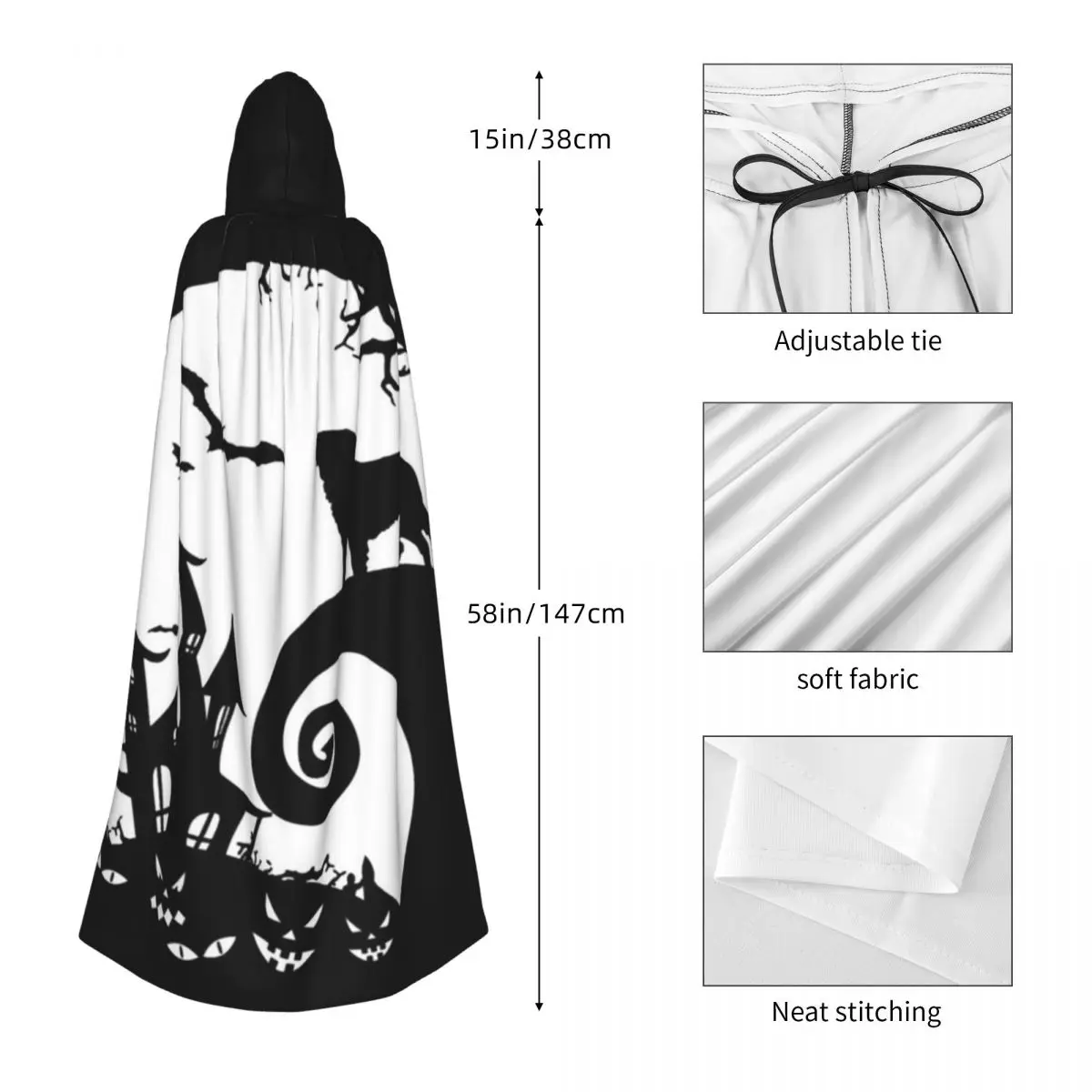 Saint Bernard Dog And Moon Halloween Long Hooded Cloak Witch Medieval Costume Cosplay Cape HalloweenCoat Adult Unisex