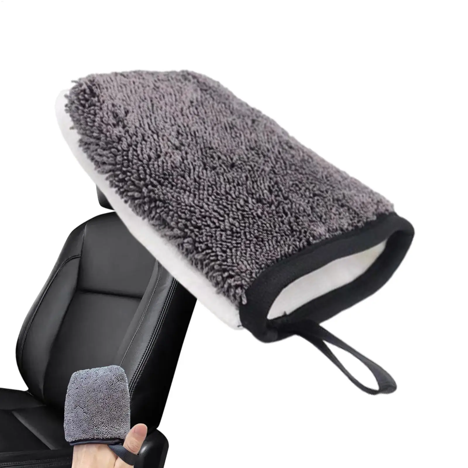 Car Detailing Gloves Polyester Lanyard Grey Twist Braid Design Auto User-Friendly Design for Instrument Panel Door Leather Seat