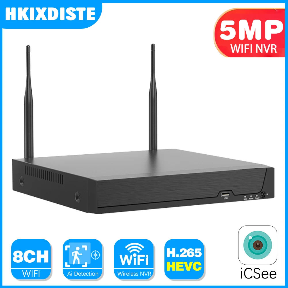 ICsee 8CH H.265 HD 5MP Wireless NVR Recorder for ICSEE XMEYE WIFI cctv camera system Support 5MP/2MP/1080P Wifi Network Camera