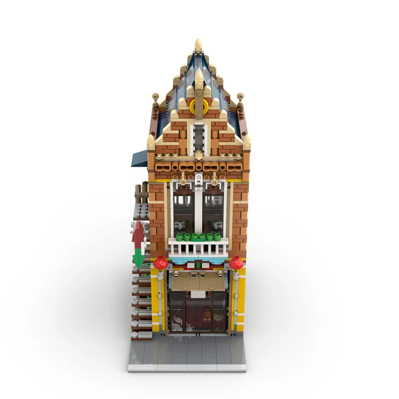 1496 PCS House Street Pizzeria MOC Customize Modular Building Block Simple Creative Design Brick Popular DIY Assembly Toy Gift