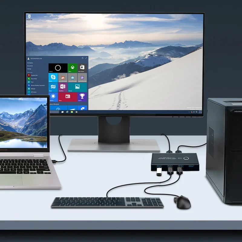 Kabel Switcher KVM USB 3.0 2.0 2 IN 4 OUT untuk Windows10 PC Laptop Keyboard Mouse Printer Berbagi Bluetooth Wifi 4 Perangkat