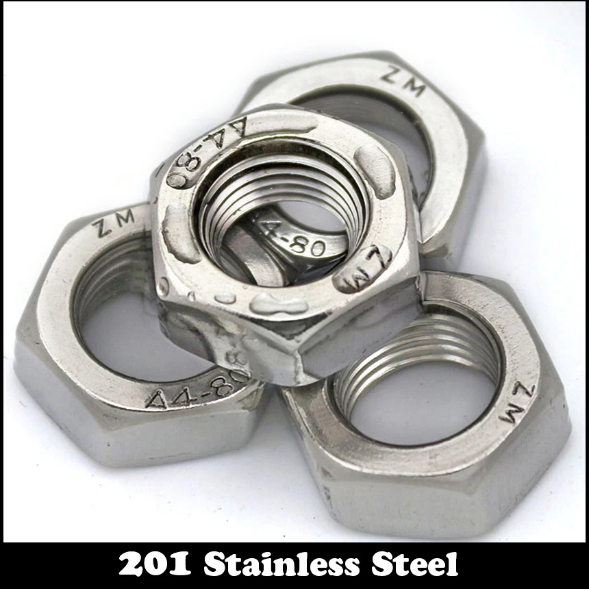 M10 M12 M14 M16 DIN934 201 шестигранные гайки из нержавеющей стали 201ss полная Метрическая резьба Шестигранная гайка M10 M12 M14 M16 DIN934 201 шестигранные гайки из нержавеющей стали 201ss полная Метрическая резьба Шестигранная гайка
