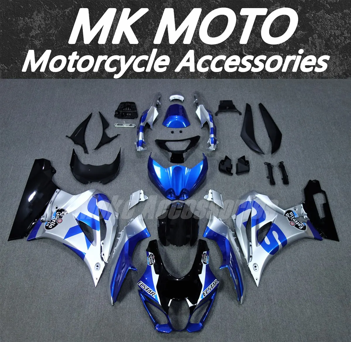 

Moke moto Fairings Kit Fit For Gsxr1000 2017 2018 2019 2020 2021 2022 2023 2024 Bodywork Set ABS Injection New Blue Black Silver