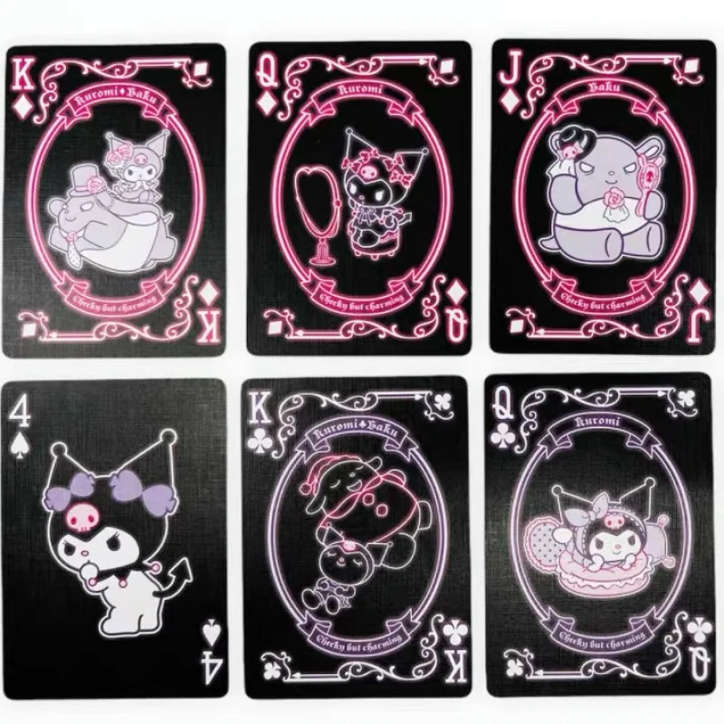 Funny Sanrio Kuromi Playing Card Paper Poker Children Game Tools Cartoon Anime Print Playing Card Plush Kid Toys Girl Gift