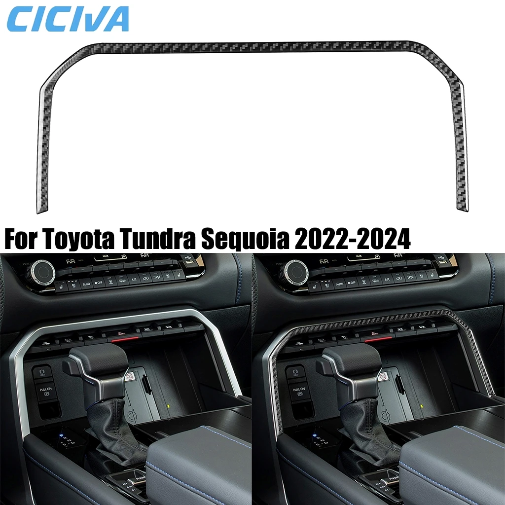 

For Toyota Tundra Sequoia 2022-2024 Carbon Fiber Hazard Warning Light Frame Decorative Interior Car Accessories Cover Sticker