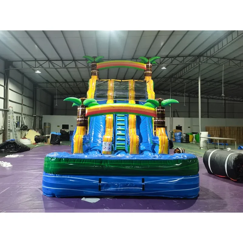 New 20ft Factory Price Inflatable Water Slide Customize Double Lane Summer Rainbow Color Inflatable Slide for Kids and Adults