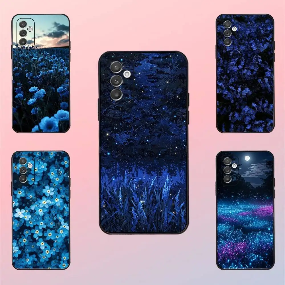 

Abstract Blue Aqua Water Wave Floral Phone Case For Samsung S 25,24,23,22,30,21,10,9,Ultra,Plus,Lite,FE,4,5 G Black Soft Case