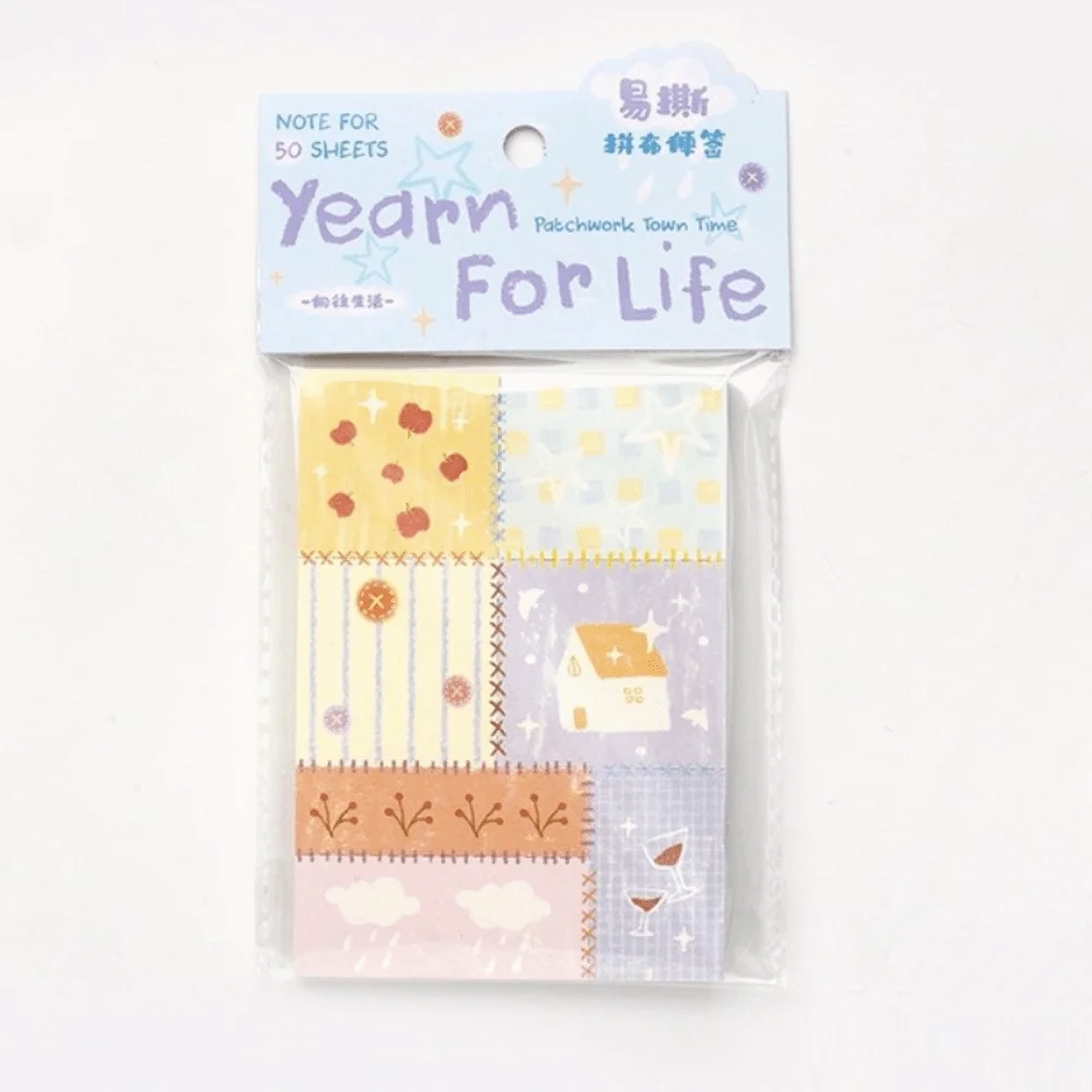 Cute Cartoon Pattern Patchwork Note Patchwork Style Easy-tear Message Notes Pads DIY Material Scrapbook Supplies For Journaling