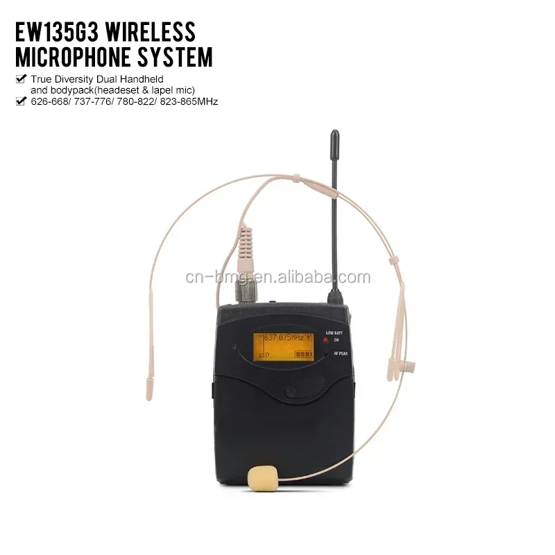 EW135G3 EW 135 G3 professional UHF wireless microphone system with EW100 Receiver E835 microphone & Lapel Headset