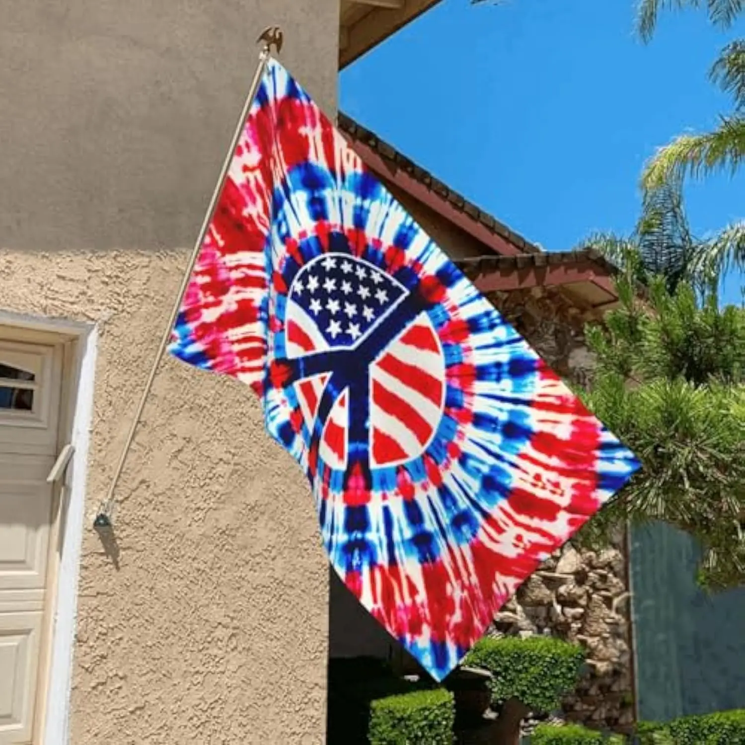 Tie Dye Peace Flag American Style Hippie Symbol Garden Yard Banner Indoor Outdoor Decoration