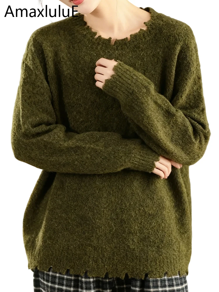 

Amax LuluE Winter Fashion Leisure Striped Pullover Womens Loose Elegant Vintage Sweater Ladies Classic Luxury European Jumpers