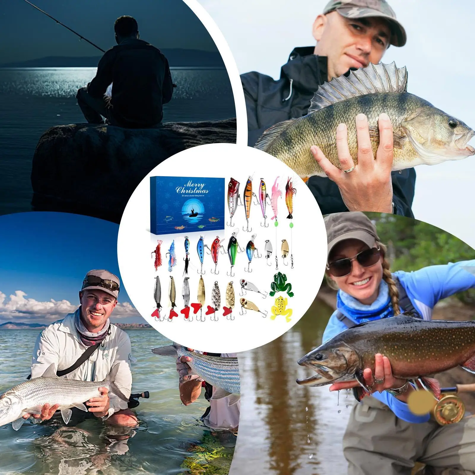 

Рождественская игрушка обратного отсчета, набор 24-дневных рыболовных приманок, рыболовная приманка, приключенческая игрушка для отца, парня, дедушки, дяди, сосед, дедушки