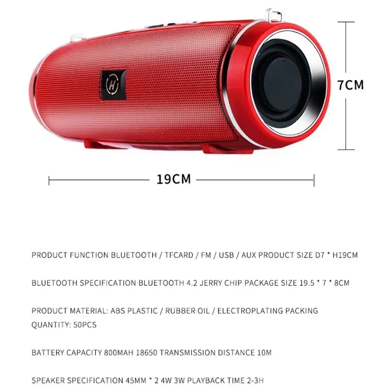 Portable Wireless Bluetooth Speaker IPX7 Waterproof Outdoor HIFI Pillar Speaker Subwoofer Stereo Speaker FM Radio TF Boom Box