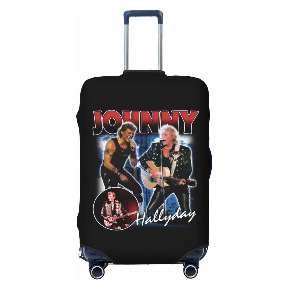 

Custom Johnny Hallyday Luggage Cover Protector Fashion French Singer Rock Music Travel Suitcase Covers for 18-32 Inch