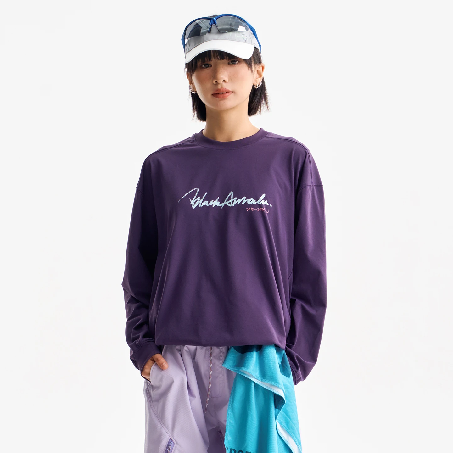 Light Outdoor Quick Dry Long Sleeve T-shirt Men Women Graffiti Print Loose Drawstring Hiking Sports Top