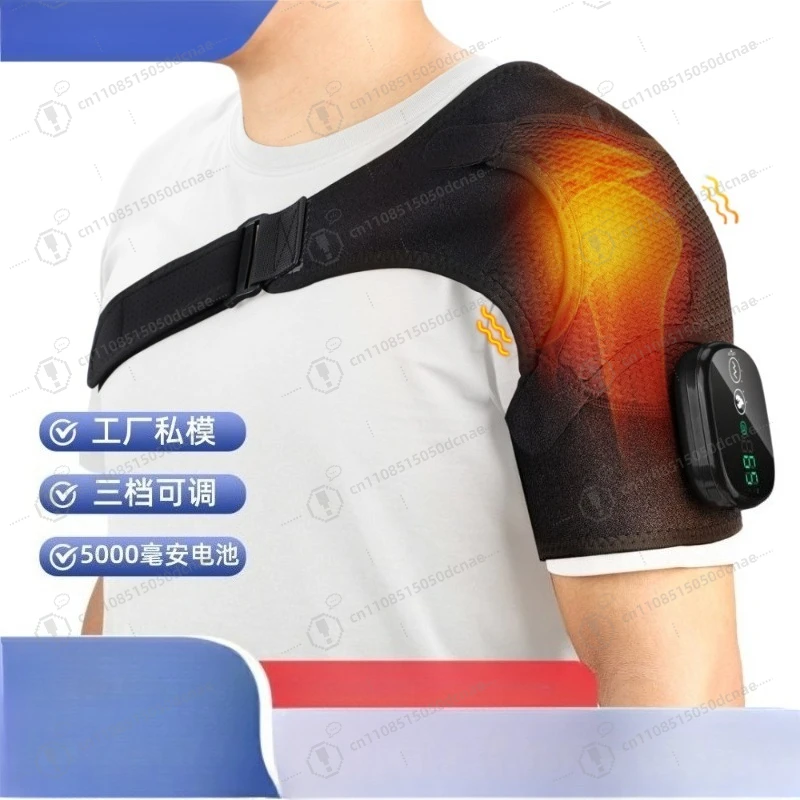 Heated Massage Shoulder Wrap with Controller Rechargeable Vibration Heat Therapy for Pain Relief