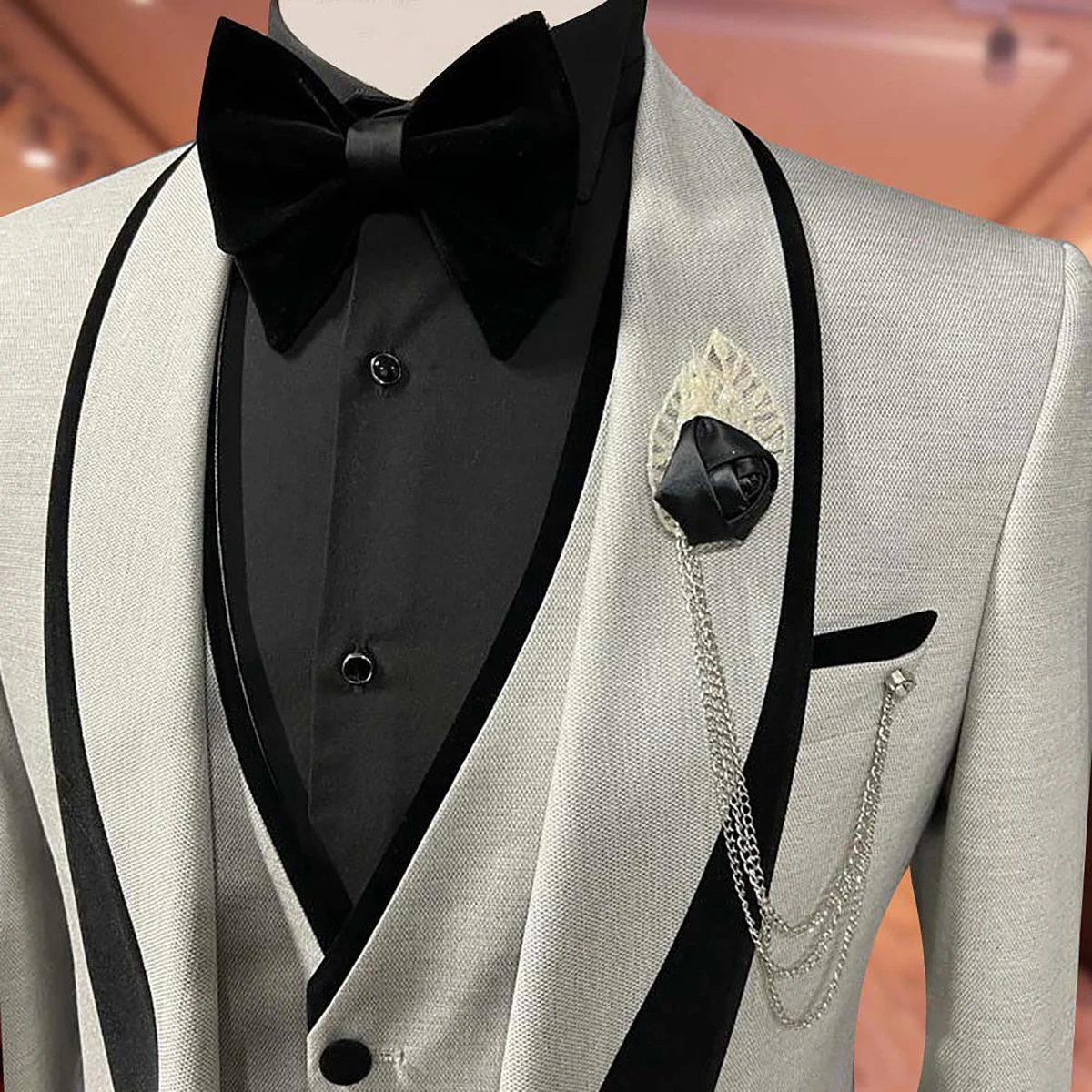 Fatos de casamento de um botão masculino, smoking, slim fit, roupa de noivo, negócio, 2 peças, jaqueta, colete, masculino, novo, 2022