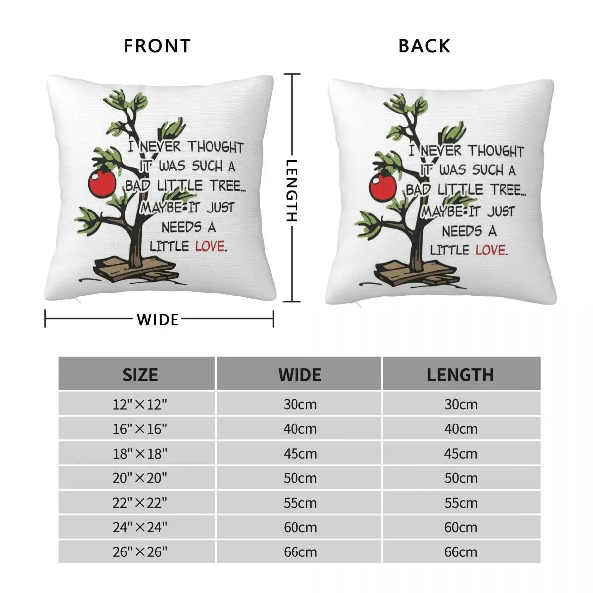 Charlie Brown Christmas Tree Square federa poliestere lino velluto stampato decorativo federa per cuscino fodera per cuscino della stanza