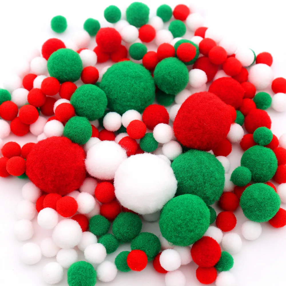 Weihnachten Pompom Kugeln 10mm-30mm Weiche Pom Poms Weihnachten Ball Handwerk Pompones DIY Hochzeit Party Decor Nähen liefert Zubehör 20g