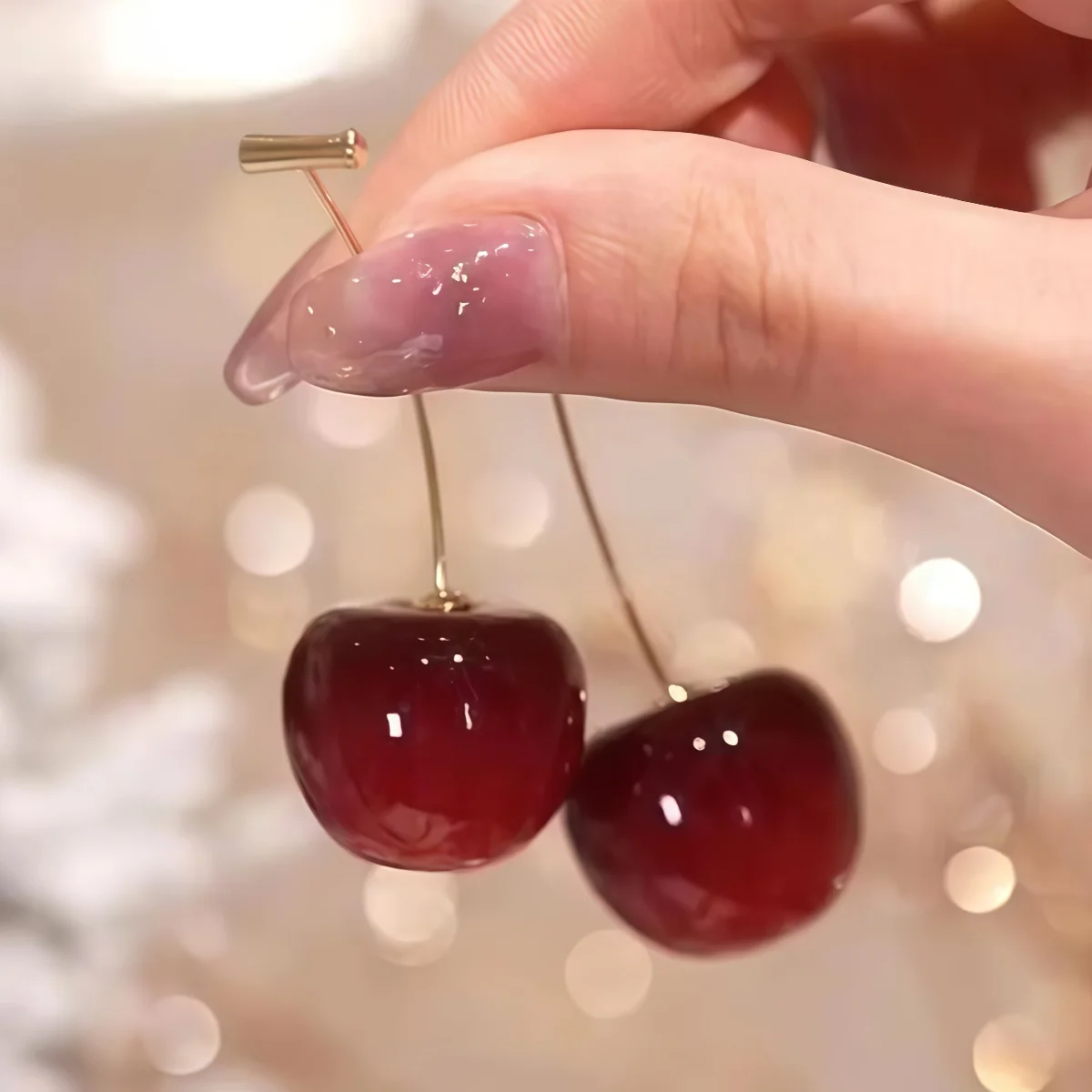 Cherry Earrings for Women Fun Fruit Drop Dangle Earrings Cute 3D Red Jewelry Unique Fruit Charm Jewelry Gifts