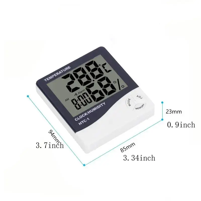 HTC-1 LCD Electronic Digital Temperature Humidity Meter Thermometer Hygrometer Indoor Outdoor Weather Station Clock