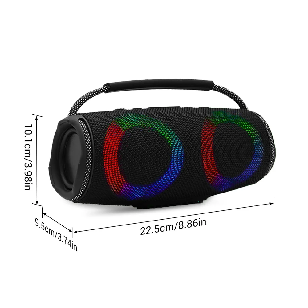 Powerful Bluetooth Speaker LED Light Portable Outdoor Speakers Dual 4'' Subwoofer Sound Box Support
