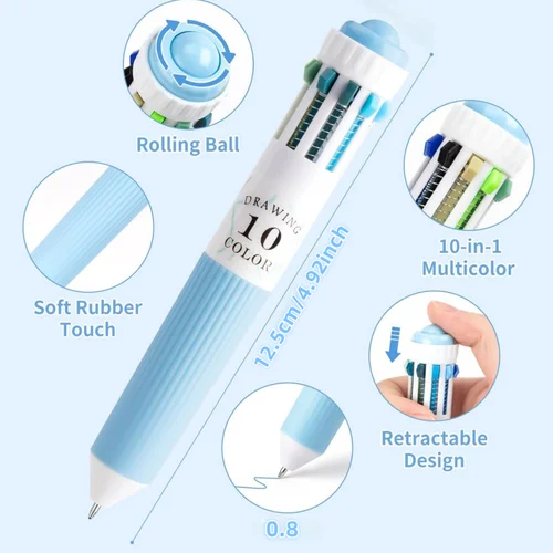 Imagen 2 del producto Bolígrafos Multicolor, 28/60/120 Colores, Bolígrafo de 10 Colores en 1, Punta Fina de 0.8mm, Escritura Suave, Bolígrafos Retráctiles