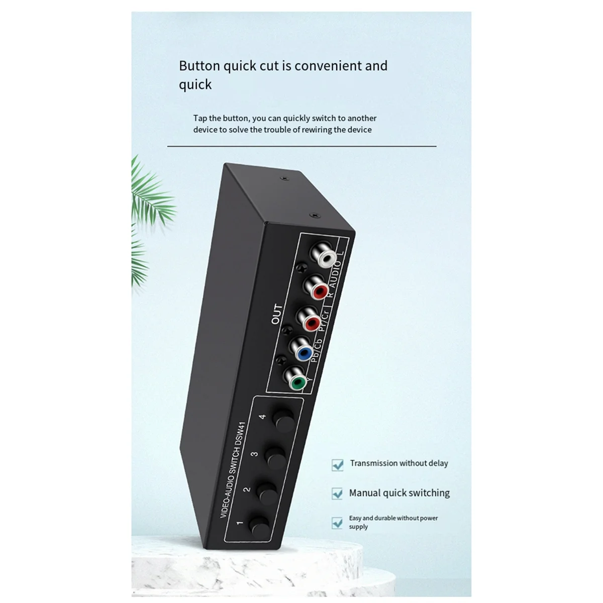 

B49C4x1 Компонентный переключатель видеосигнала YPbPr YCbCr Аудио DSW41 Разделительная панель Кнопка Ручной переключатель CVBS 720P Металлический корпус