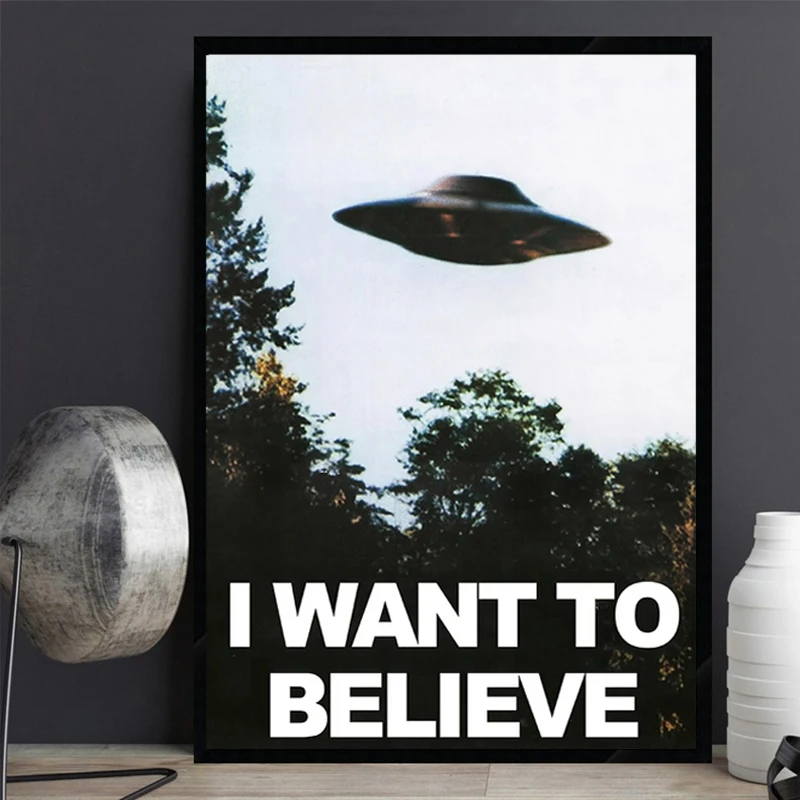 I WANT TO BELIEVE The X Files Art Posters and Prints UFO Retro TV Series Print Canvas Painting Decorative Picture Home Decor