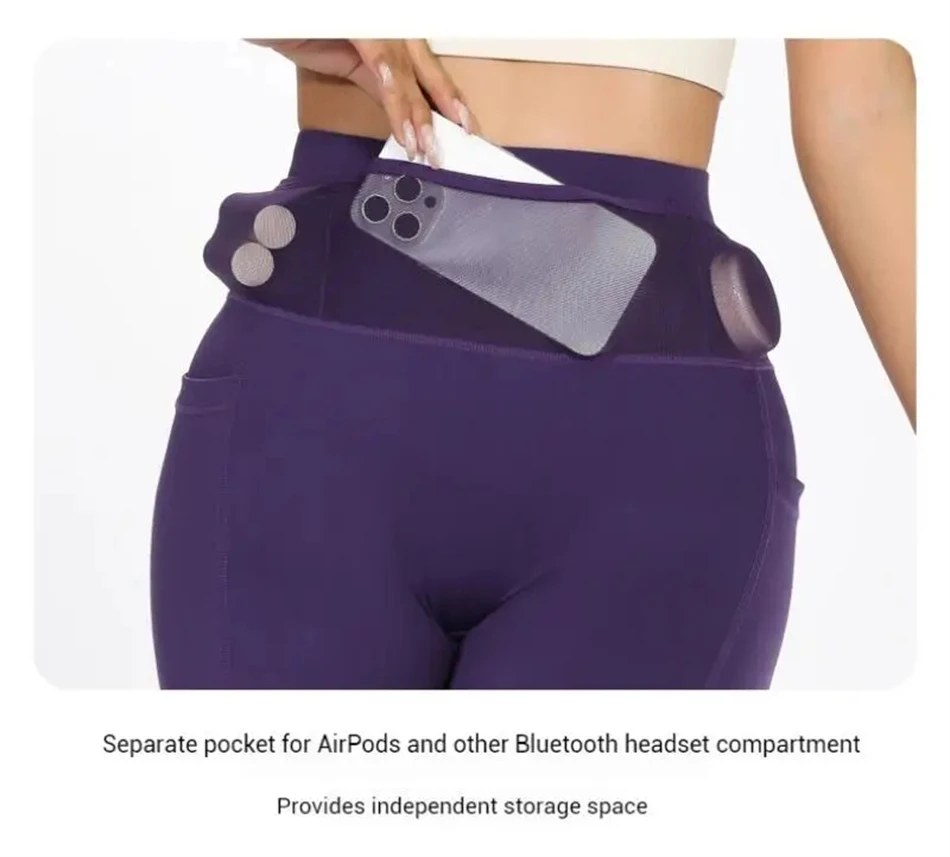 Schnell trocknende Marathon-Laufshorts für Damen mit Hüfttasche, Kompressions-Radlerhose, Jogging-, Yoga-, Fitness- und Outdoor-Sportshorts – Detail 11
