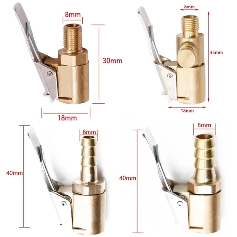 1/2/4pcs Car Air Pump Thread Nozzle Adapter 8MM Tyre Wheel Tire Air Chuck Inflator Pump Valve Clip Clamp Connector Adapter