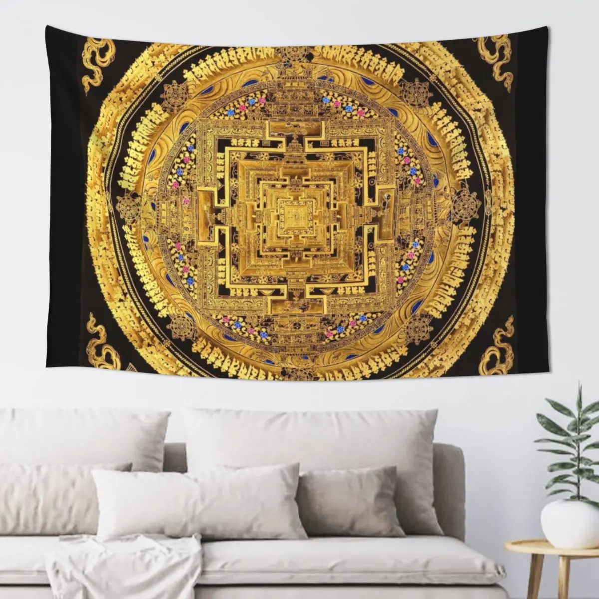 Buddhist Mandala Golden OM 40 Tapestry Kawaii Room Decor Anime Decor Bedroom Decor Tapestry