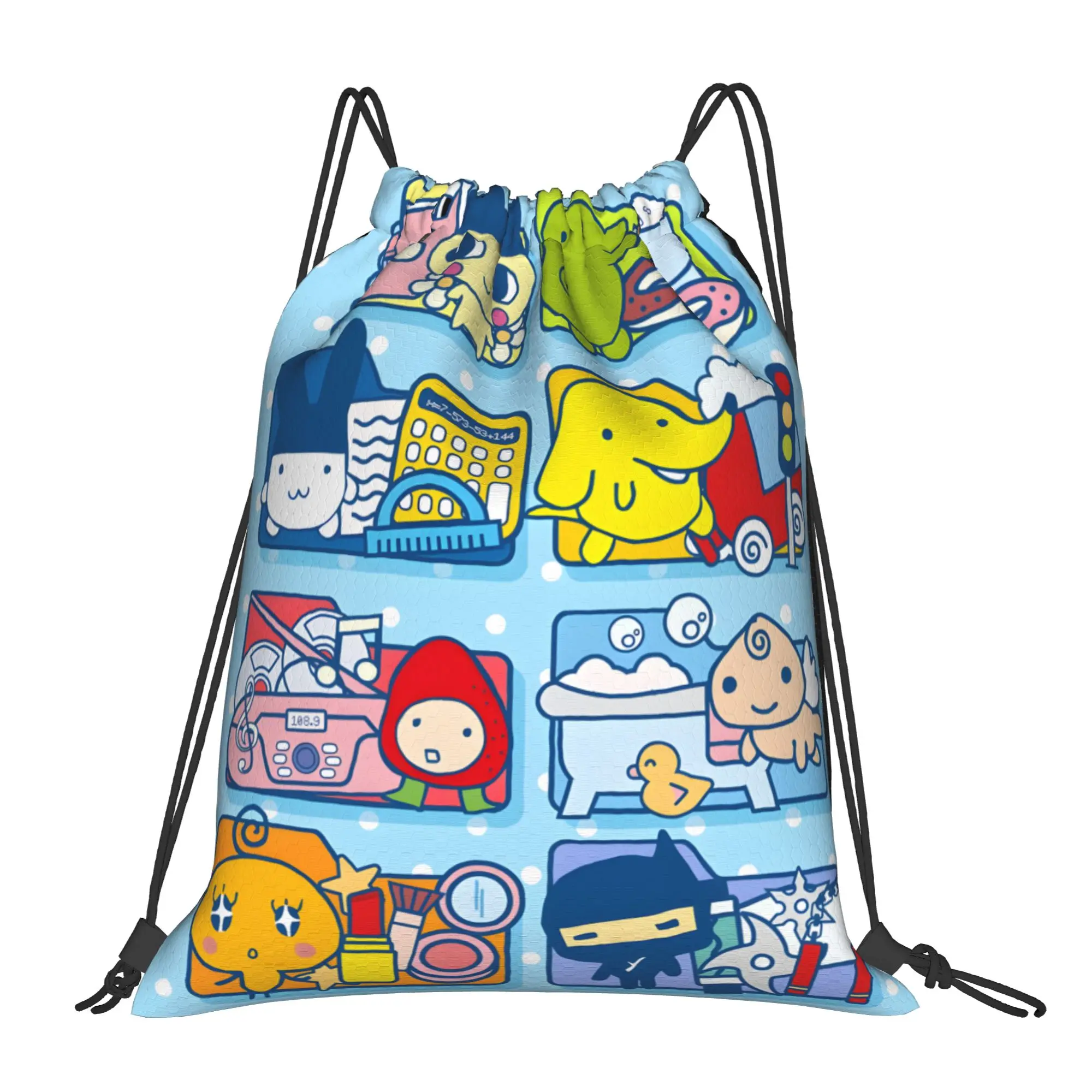 1 pc Tamagotchi Anime Cartoon Design  Portable Shopping Drawstring Bags Storage Backpacks