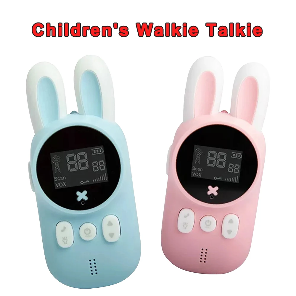 2Pcs/Set Mini Walkie Talkie Children Toys 3km Long Range Two Way Radio Receiver LCD Display Screen LED Flashlight Gifts for Kids