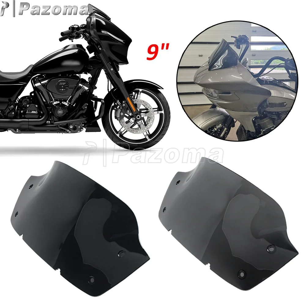 غطاء منحرف الرياح للزجاج الأمامي مقاس 9 بوصة للزجاج الأمامي للدراجات النارية Harley Touring Street Glide FLHX 2024 2025 ABS بلاستيك
