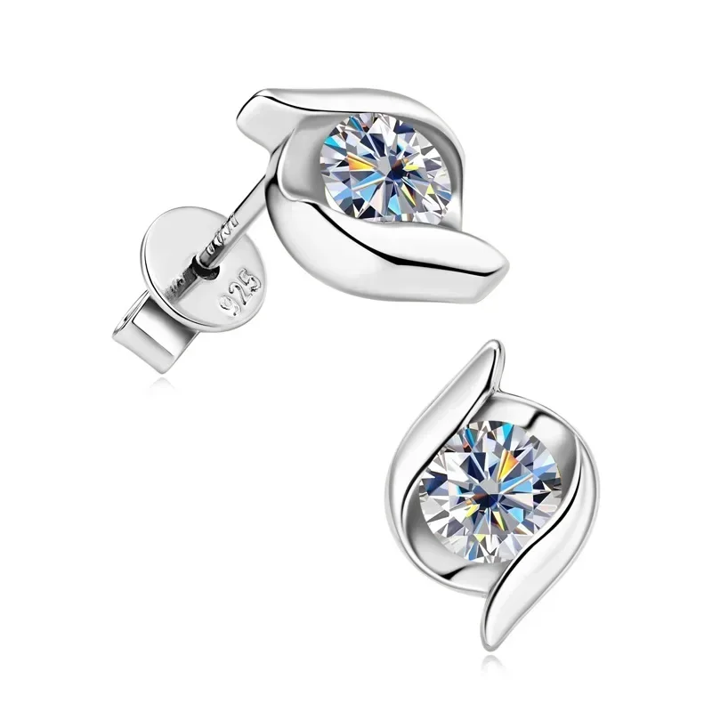 

925 Sterling Silver Moissanite Stud Earring D Color 5mm Twist Design for Girls Birthday Fine Jewelry Trendy Accessory