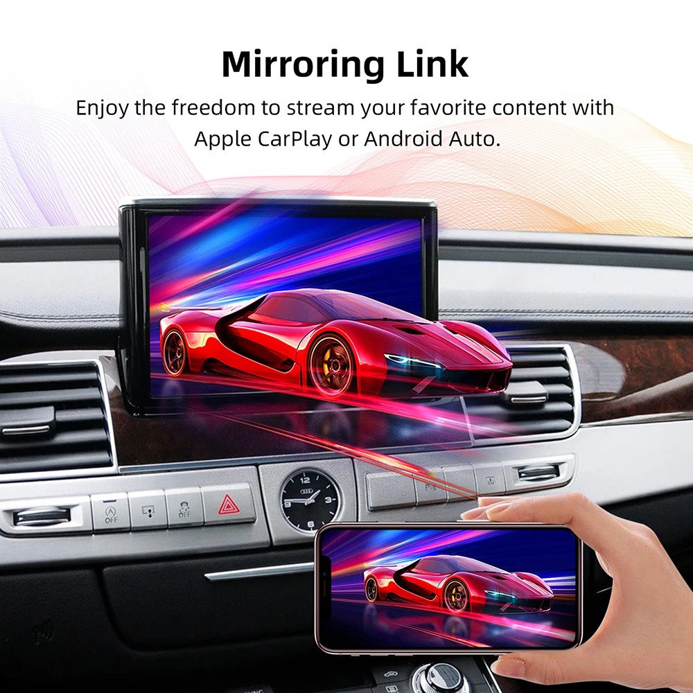 for Audi A8 2010–2017, 6.5 Inch/7 Inch Screen, MMI 3G Module Android Auto Mirror Revers with CarPlay & Android Auto Retrofit Kit