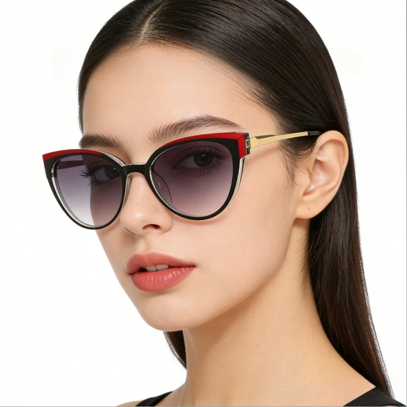 

Men's and Women's Metal Legs Cat-Eye Sunglasses Luxury Brand Designer UV-Protective Sun Glasses Outdoor Travel Eyewear