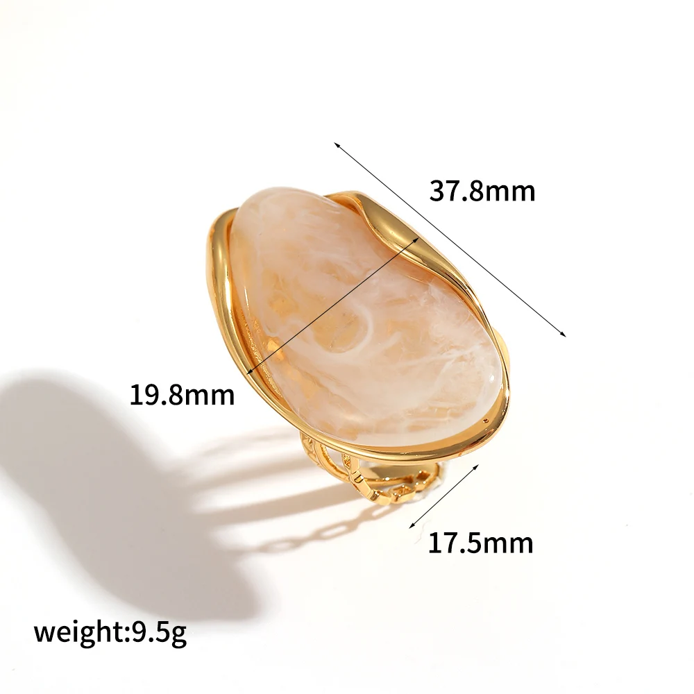 TDJewelry Stainless Steel Color Resin Geometric Shape Rings 18K Gold Plated Fashion Daily Jewelry Ring for Women