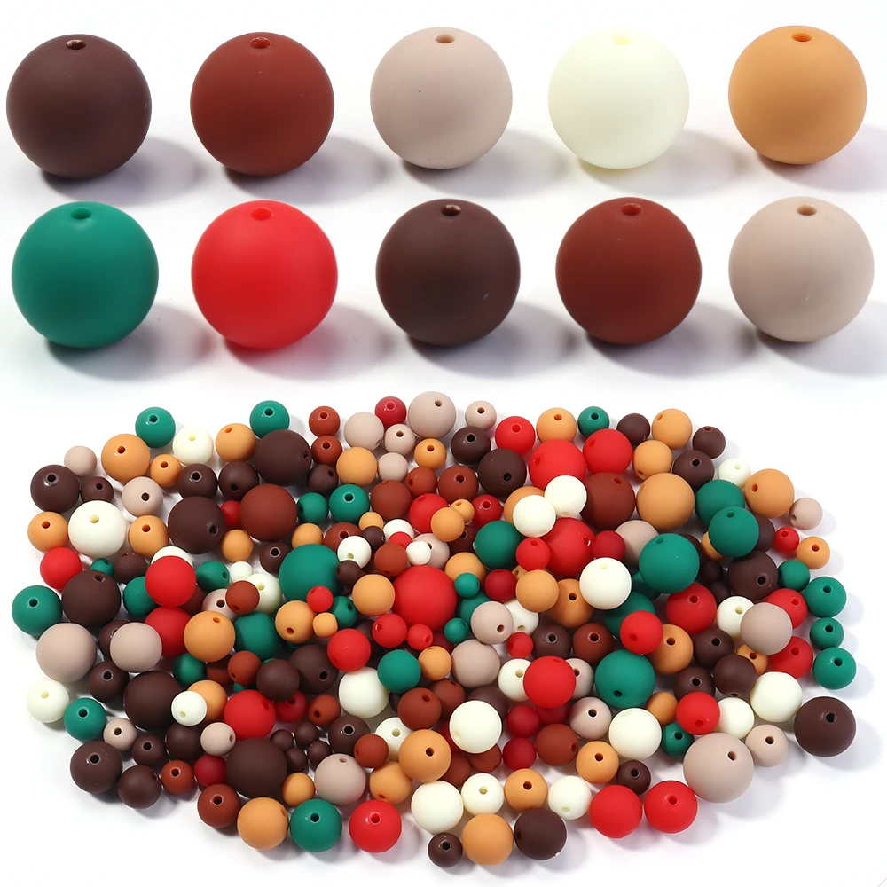 20-100 stücke Acryl Gummi Perlen 6/8/10/12/14/16mm Weihnachten Farbe Runde lose Perlen Für Schmuck Machen DIY Armbänder Halskette
