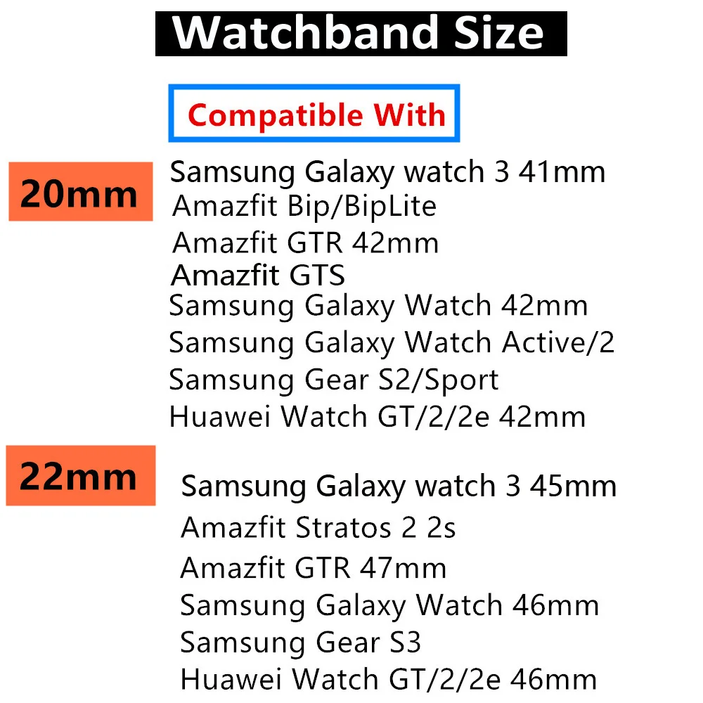 20mm/22mm Stainless Steel band for Samsung Galaxy watch 3/46mm/42mm/Active 2/Gear S3 Frontier bracelet Huawei GT-2-2e-pro strap