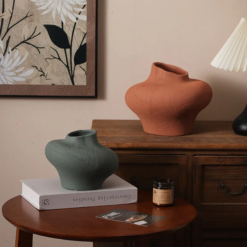 Retro Style Ceramic Vases, Dining Table Decorations, Flower Pots, Hand-painted Artistic Flower Vessels, Home Decor Accessories