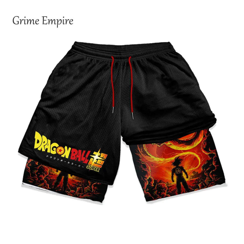 Spodenki gimnastyczne Anime męskie Manga 3D dwuwarstwowe szybkoschnący spodenki sportowe letnie spodenki Fitness bieganie trening siateczkowe