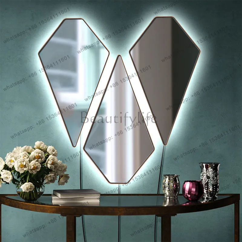Heart-shaped combination mirror wall-mounted dining room background wall decorative mirror wall-mounted mirror