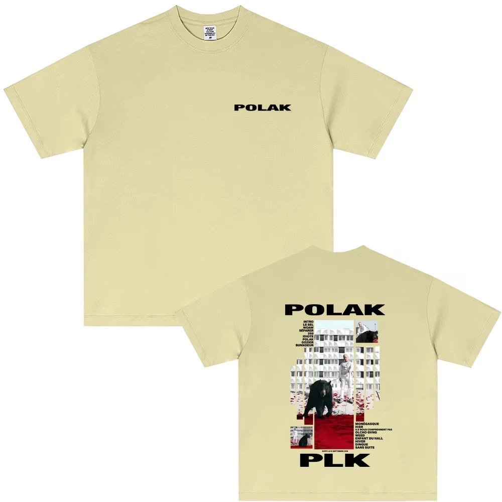 مغني الراب Plk Polak الجرافيك تي شيرت الرجال النساء موضة البوب الموسيقى الشارع الشهير المرأة عادية القطن طباعة تي شيرت خمر الهيب هوب تيز